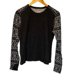 Terramar Merino Woolskins Snowflake Print Long Sleeve Top - size Large
